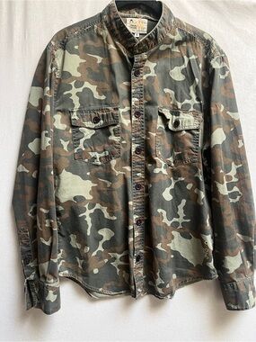 Paul Frank Mens Department Band Collar Utility Button Up Shirt Sz S
